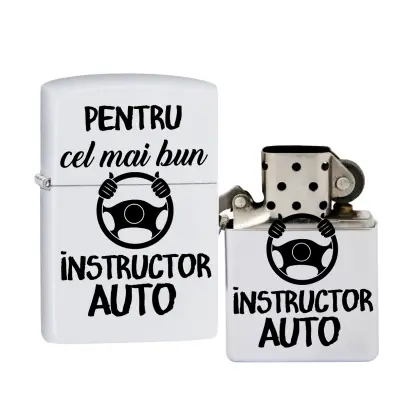 Pentru cel mai bun instructor auto, bricheta metalica gravata laser cu mesaj, model bgs106